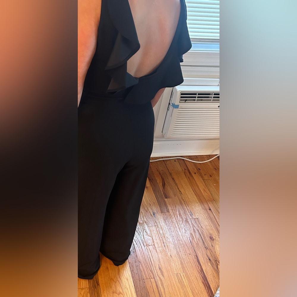 Lulu's Black Ruffle-Back Jumpsuit - Picture 3 of 5